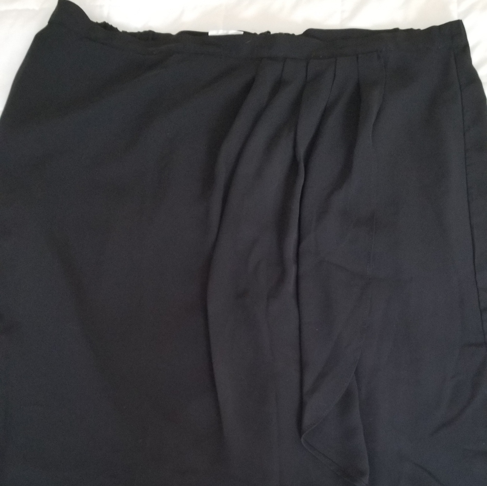 Black chiffon faux wrap skirt